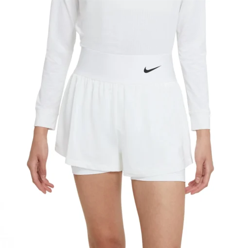 Nike Women's Dri-FIT Advantage Shorts (White/Black) -Sports Gear Store CV4792 100 PHSYM001 3144