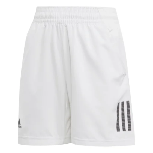 Adidas Boy's 3 Stripes Club Shorts (White/Black) -Sports Gear Store DU2489 APP photo front white