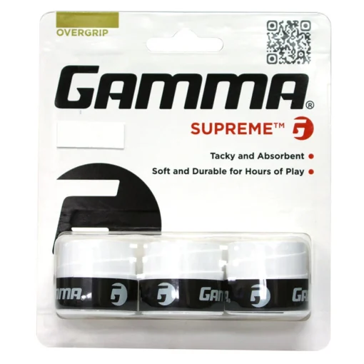 Gamma Supreme Overgrip 3 Pack (White) -Sports Gear Store GAMMA SUPREME OVERGRIP WHITE RACQUETGUYS