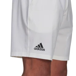 Adidas Men's Club Stretch Woven 9-Inch Shorts (White/Black) -Sports Gear Store GH7222 APP on model detail 2 white 7f9b3d5a 8aa5 4a09 af88 6399e0a92d13