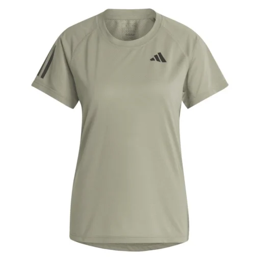 Adidas Women's Club 3 Stripe Top (Khaki) -Sports Gear Store HS1448 2 APPAREL Photography FrontCenterView transparent