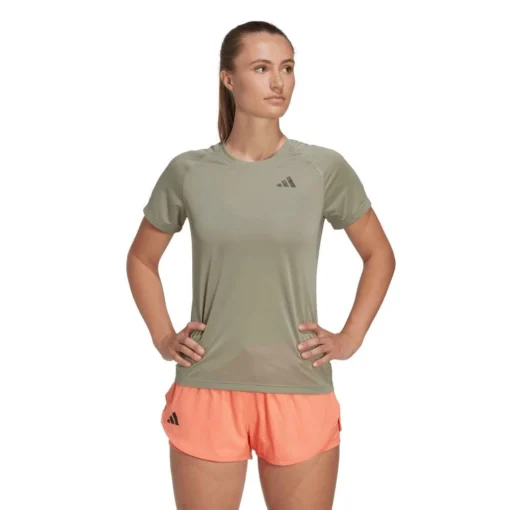 Adidas Women's Club 3 Stripe Top (Khaki) -Sports Gear Store HS1448 3 APPAREL OnModel StandardView transparent