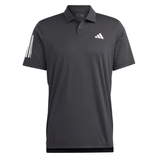 Adidas Men's 3 Stripe Club Polo (Black) -Sports Gear Store HS3269 2 APPAREL Photography FrontCenterView transparent