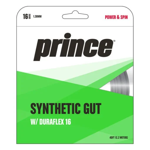 Prince Synthetic Gut 16/1.30 Duraflex Tennis String (Black) -Sports Gear Store STRING SYNTHETIC GUT DURAFLEX 16 blk