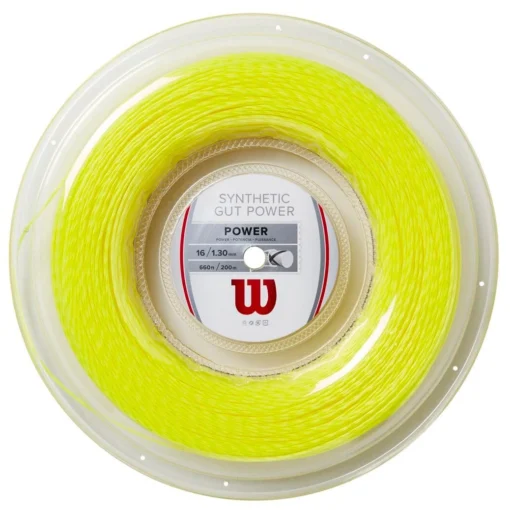 Wilson Synthetic Gut Power 16/1.30 Tennis String Reel (Yellow) -Sports Gear Store WR830140416 Syn Gut Power 16 REEL yellow