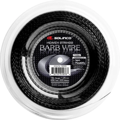 Solinco Barb Wire 16L/1.25 Tennis String Reel (Black) -Sports Gear Store barb string