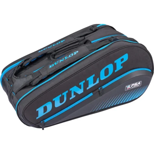 Dunlop PSA 12 Racquet Squash Bag (Black/Blue) -Sports Gear Store dunlop psa squash 12 rkt bag black blue main